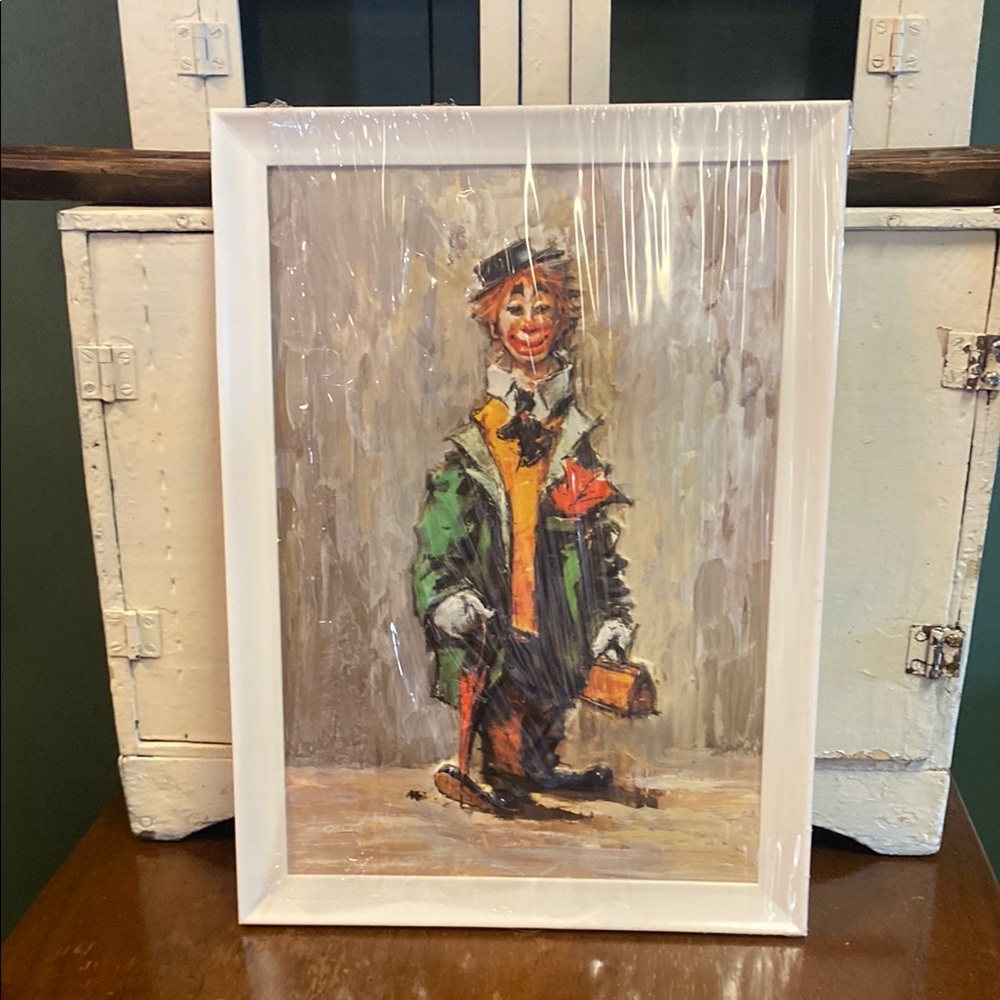 Vintage 1983 Framed 3D Clown Print